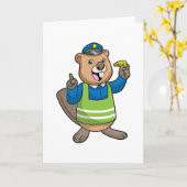 Beaver als politieagent met fluitje kaart (Gele Bloem)