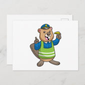 Beaver als politieagent met klokkenluider briefkaart (Voorkant / Achterkant)