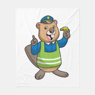 Beaver als politieagent met klokkenluider fleece deken