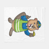 Beaver als politieagent met klokkenluider fleece deken (Voorkant (Horizontaal))