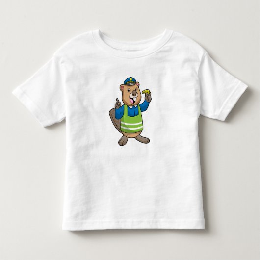 Beaver als politieagent met klokkenluider kinder shirts (Voorkant)
