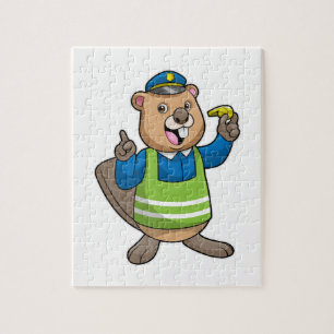 Beaver als politieagent met klokkenluider legpuzzel