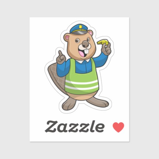 Beaver als politieagent met klokkenluider sticker (Vel)