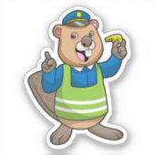 Beaver als politieagent met klokkenluider sticker (Voorkant)