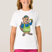 Beaver als politieagent met klokkenluider t-shirt (Voorkant)