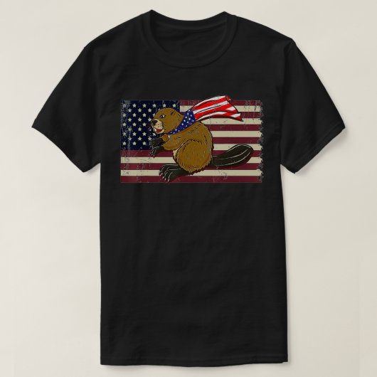 Beaver American Flag T-shirt (Design voorkant)