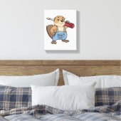 Beaver as Craftsman with Wrench Canvas Afdruk (Insitu (Slaapkamer))