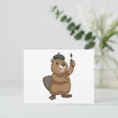 Beaver as Painter with Paint brush Briefkaart (Staand voorkant)