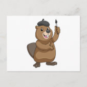 Beaver as Painter with Paint brush Briefkaart (Voorkant)