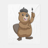 Beaver as Painter with Paint brush Fleece Deken (Voorkant)