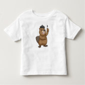 Beaver as Painter with Paint brush Kinder Shirts (Voorkant)