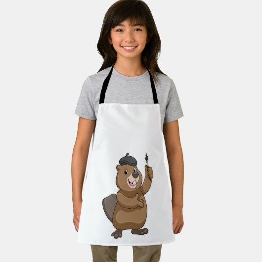 Beaver as Painter with Paint brush Schort (Insitu)