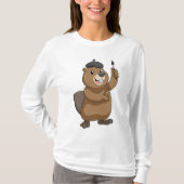 Beaver as Painter with Paint brush T-shirt (Voorkant)
