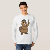 Beaver as Painter with Paint brush T-shirt (Voorkant volledig)