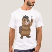 Beaver as Painter with Paint brush T-shirt (Voorkant)