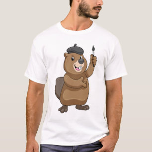 Beaver as Painter with Paint brush T-shirt