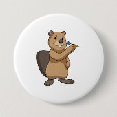 Beaver at Darts Ronde Button 7,6 Cm (Voorkant)