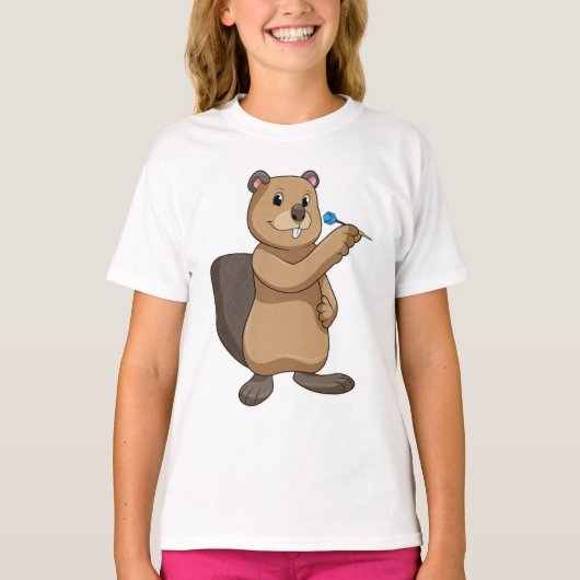 Beaver at Darts T-shirt (Voorkant)