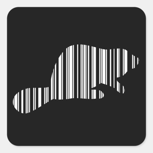 BEAVER BAR CODE Dierlijke streepjescode Patroonont Vierkante Sticker (Voorkant)