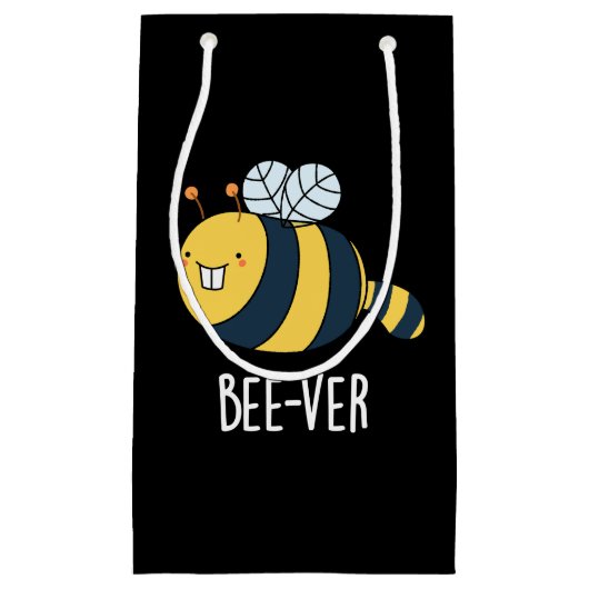 Beaver bee pun Dark BG Klein Cadeauzakje (Voorkant)
