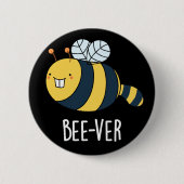Beaver bee pun Dark BG Ronde Button 5,7 Cm (Voorkant)