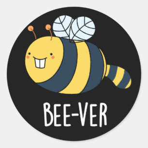 Beaver bee pun Dark BG Ronde Sticker