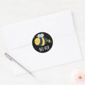Beaver bee pun Dark BG Ronde Sticker (Envelop)