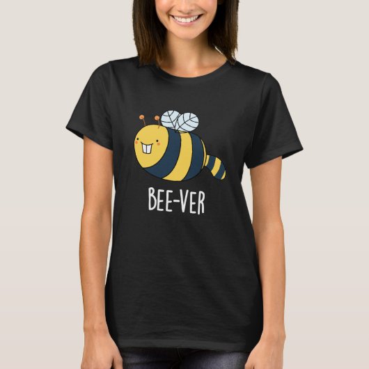 Beaver bee pun Dark BG T-shirt (Voorkant)