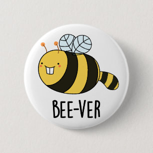 Beaver bee pun ronde button 5,7 cm