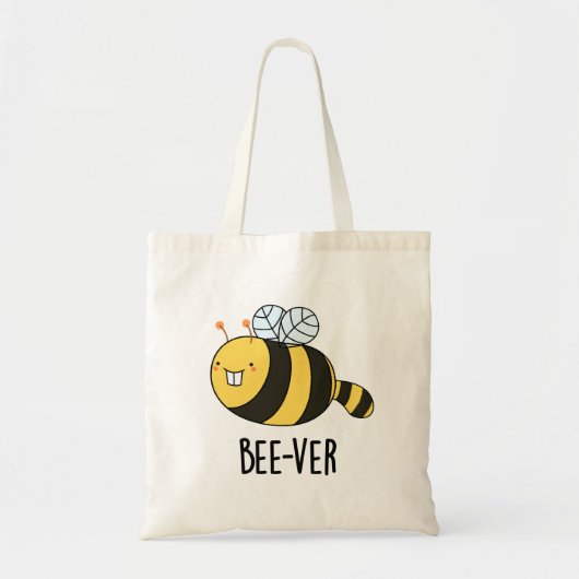 Beaver bee pun tote bag (Voorkant)