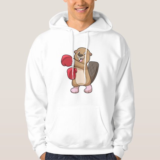 Beaver bij Boxing met Boxing-handschoenen Hoodie (Voorkant)