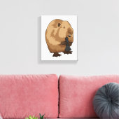 Beaver bij Chess met Chess Bishop Canvas Afdruk (Insitu (Woonkamer))