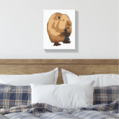 Beaver bij Chess met Chess Bishop Canvas Afdruk (Insitu (Slaapkamer))