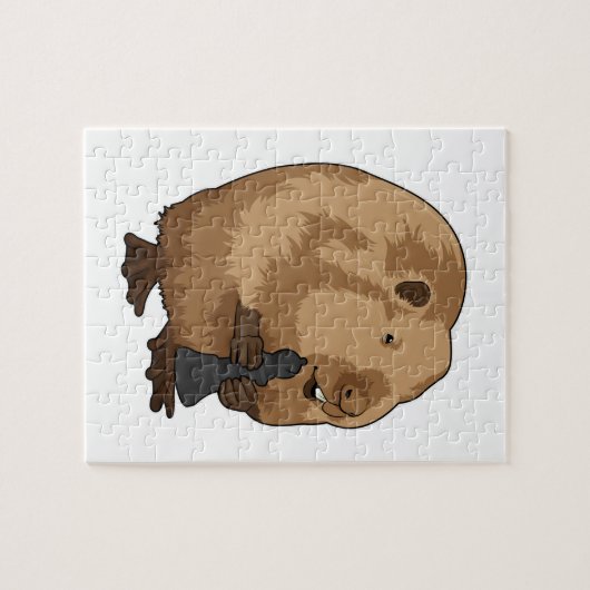 Beaver bij Chess met Chess Bishop Legpuzzel (Horizontaal)