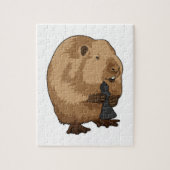 Beaver bij Chess met Chess Bishop Legpuzzel (Verticaal)
