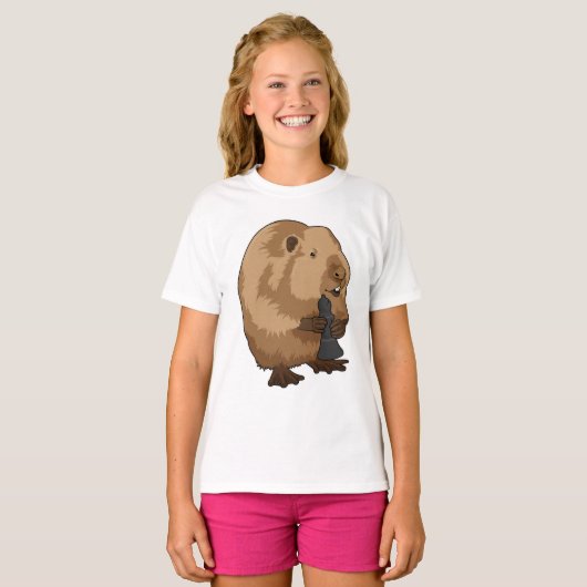 Beaver bij Chess met Chess Bishop T-shirt (Voorkant volledig)