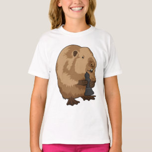 Beaver bij Chess met Chess Bishop T-shirt