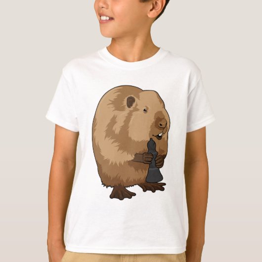Beaver bij Chess met Chess Bishop T-shirt (Voorkant)