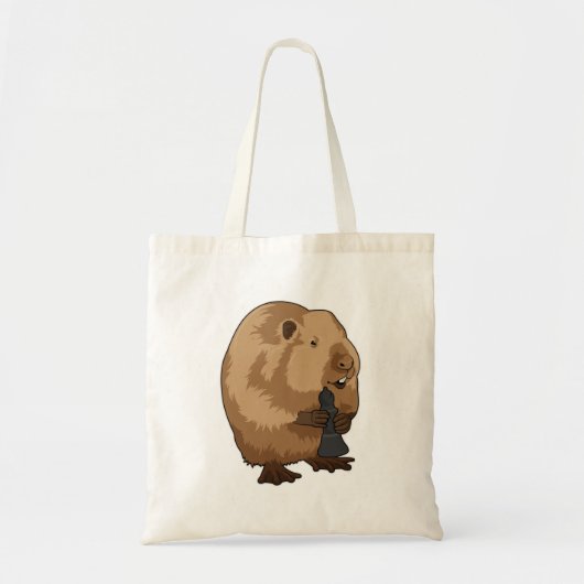 Beaver bij Chess met Chess Bishop Tote Bag (Voorkant)