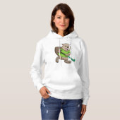 Beaver bij Hockey met Hockey bat Hoodie (Voorkant volledig)