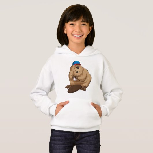 Beaver bij honkbal met honkbal (Voorkant volledig)