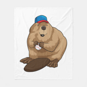 Beaver bij honkbal met honkbal fleece deken