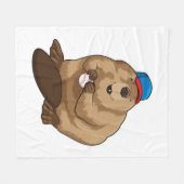 Beaver bij honkbal met honkbal fleece deken (Voorkant (Horizontaal))