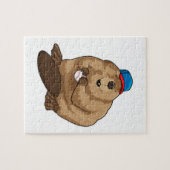 Beaver bij honkbal met honkbal legpuzzel (Horizontaal)