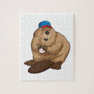 Beaver bij honkbal met honkbal legpuzzel