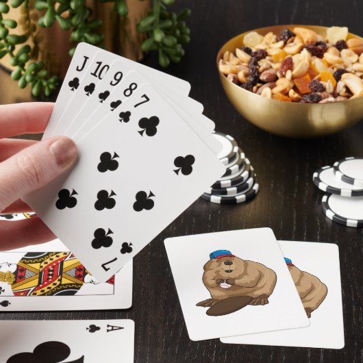 Beaver bij honkbal met honkbal pokerkaarten (Insitu)