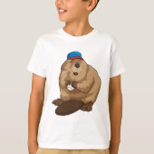 Beaver bij honkbal met honkbal t-shirt (Voorkant)