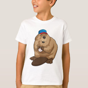 Beaver bij honkbal met honkbal t-shirt