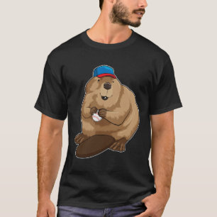 Beaver bij honkbal met honkbal t-shirt