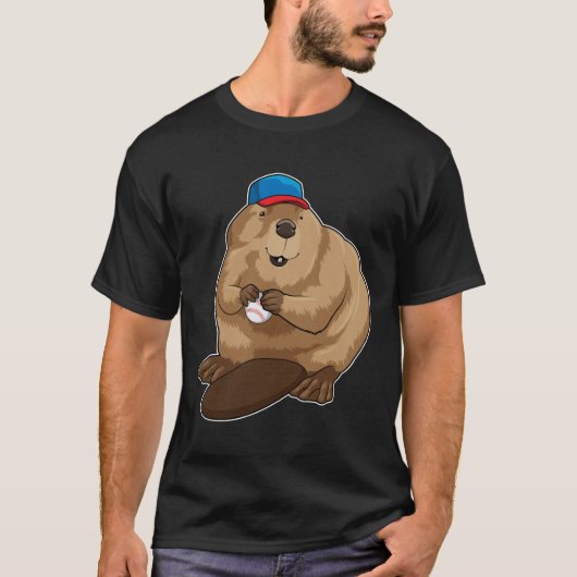 Beaver bij honkbal met honkbal t-shirt (Voorkant)